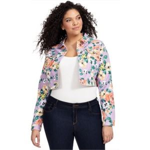 City Chic Cropped Floral Jacket XL Fits XXL